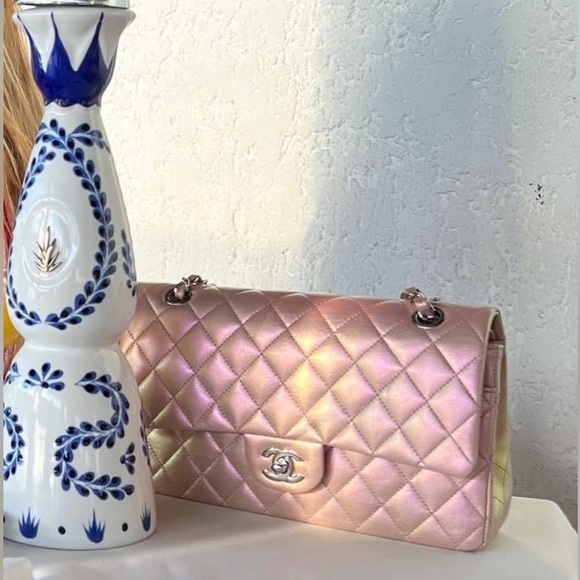 CHANEL Handbags - **SOLD** Chanel Iridescent Pink Quilted Lambskin Ballet Slippers Double Flap Bag